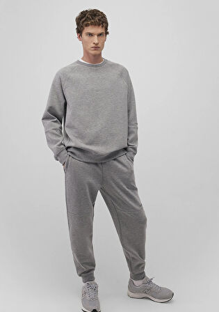 Bisiklet Yaka Gri Basic Sweatshirt 0S10295-80018