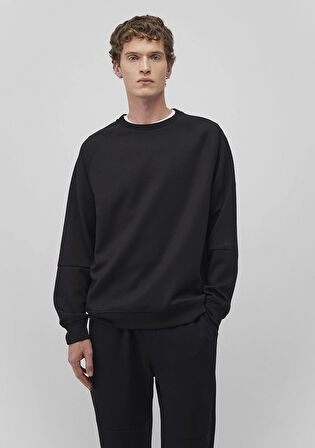 Bisiklet Yaka Siyah Basic Sweatshirt 0S10295-900