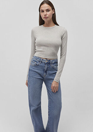 2li Uzun Kollu Crop Basic Tişört 1613021-88467