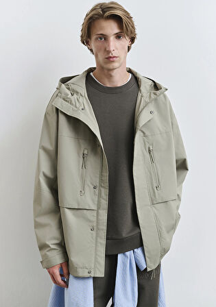 Kapüşonlu Yeşil Ceket 0110551-71484