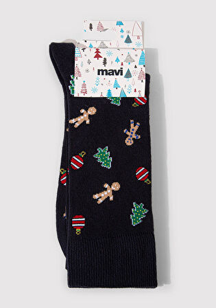 Yılbaşı Temalı Lacivert Çorap 0911662-70500