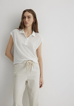 Beyaz Örme Polo Tişört 1612654-70057