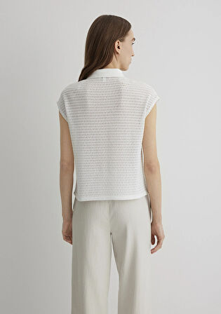 Beyaz Örme Polo Tişört 1612654-70057
