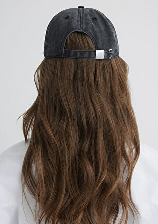 Mavi Nakışlı Antrasit Denim Şapka 1913004-80777