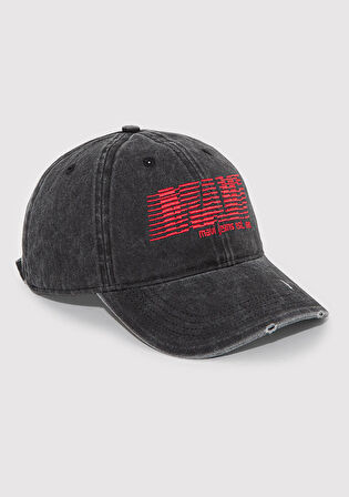 Mavi Nakışlı Antrasit Denim Şapka 1913004-80777