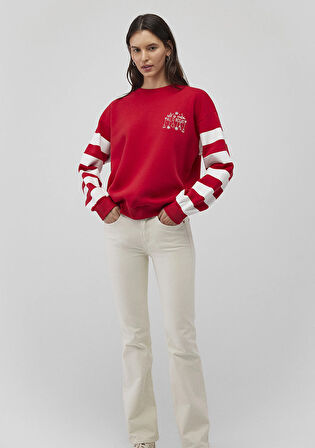 Yılbaşı Temalı Kırmızı Sweatshirt 1S10335-70390