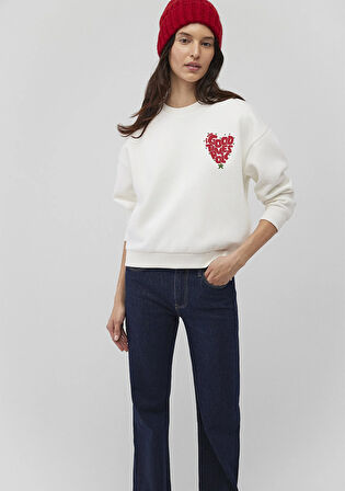 Yılbaşı Temalı Beyaz Sweatshirt 1S10334-70057