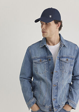Drake Classic Denim Puslu Indigo Mavi Jean Ceket 010143-89136