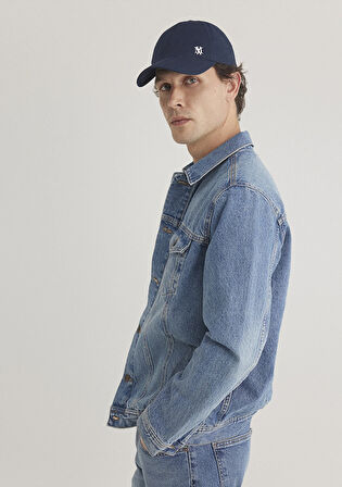 Drake Classic Denim Puslu Indigo Mavi Jean Ceket 010143-89136