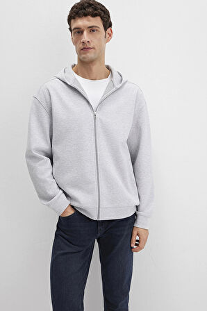 Mavi Erkek Kapüşonlu Fermuarlı Sweatshirt M0S10312 Gri