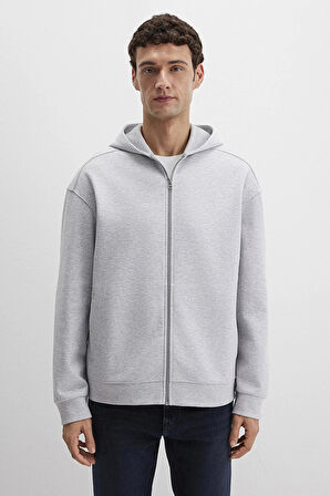 Mavi Erkek Kapüşonlu Fermuarlı Sweatshirt M0S10312 Gri