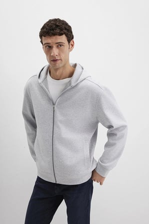Mavi Erkek Kapüşonlu Fermuarlı Sweatshirt M0S10312 Gri