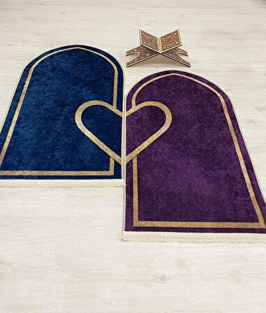 2 li Çift Seccadesi Ebat 75x125 LACİVERT - MOR
