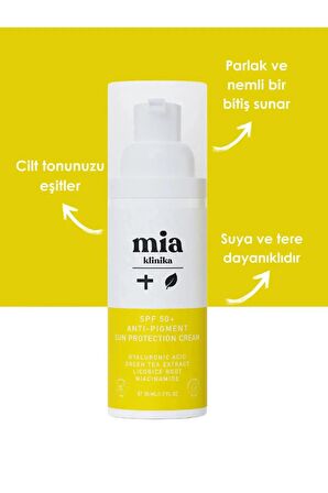 Mia Klinika - 50 Spf+ İnce Çizgi Görünümü Azaltmaya Yardımcı, Pürüzsüzleştirici Yüz Güneş Kremi