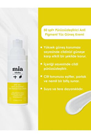 Mia Klinika - 50 Spf+ İnce Çizgi Görünümü Azaltmaya Yardımcı, Pürüzsüzleştirici Yüz Güneş Kremi