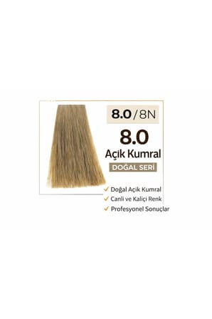 DNA Saç Boyası Kalıcı Profesyonel Krem Boya – Yoğun Pigment & Parlaklık 8.0 açık kumral 100ml