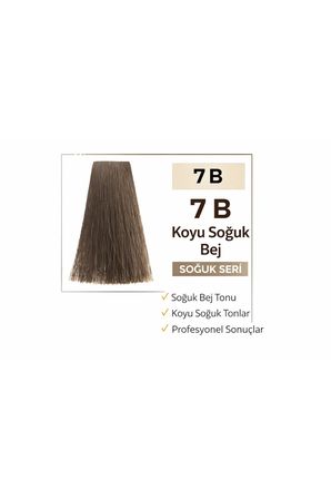 DNA Saç Boyası Kalıcı Profesyonel Krem Boya – Yoğun Pigment & Parlaklık 7b orta kumral bej 100ml