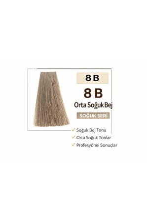 DNA Saç Boyası Kalıcı Profesyonel Krem Boya – Yoğun Pigment & Parlaklık 8B açık kumral BEJ 100ml
