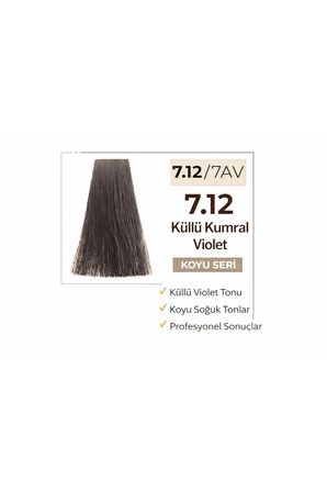 DNA Saç Boyası Kalıcı Prof Krem Boya – Yoğun Pigment & Parlaklık 7.12 orta kumral küllü viyole 100ml