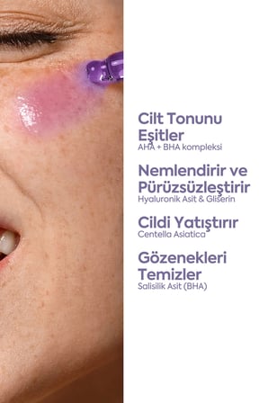 Salisik Asit, Aha Bha Cilt Serumu, Ölü Hücrelerden Arındırma, Lekeleri Azaltma, Pürüzsüz Cilt