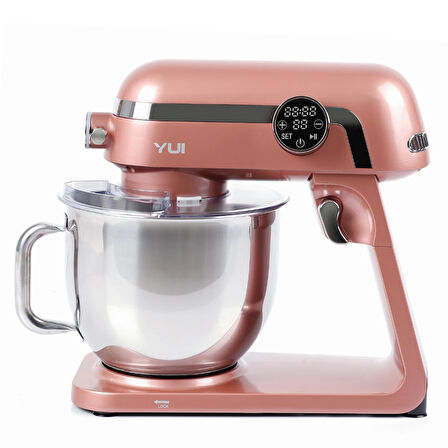 Yui M123 Easy Chef Premium 1800W Dokunmatik Ekran Alüminyum Stand Mikser 7Lt.+Kıyma Başlık Seti Pembe