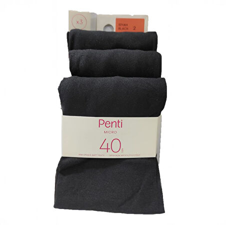 Penti Kadın Micro 40 Külotlu Çorap Siyah 3'lü Paket