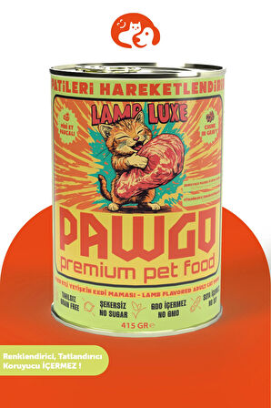 PAWGO Lamb Luxe | Kuzulu | 415g | Mini Parça Etli | Kedi Yaş Mama |