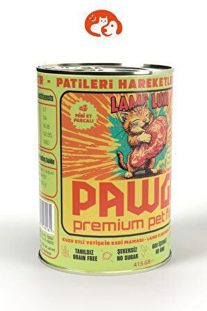 PAWGO Lamb Luxe | Kuzulu | 415g | Mini Parça Etli | Kedi Yaş Mama |