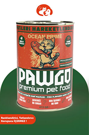 PAWGO Ocean Prime | Balıklı | 415g | Mini Parça Etli | Kedi Yaş Mama |