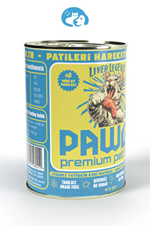 PAWGO Liver Legend | Ciğerli | 415g X 12 | Mini Parça Etli | Kedi Yaş Mama