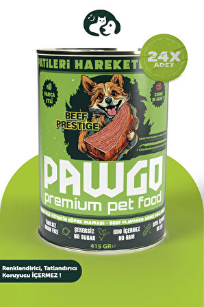 PAWGO Beef Prestige | Sığır Etli | 415g X 24 | Parça Etli | Köpek Yaş Mama