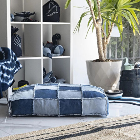 Patchwork Denim Köpek Yatağı  M