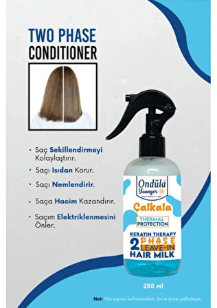 Ondüla Style Milk Therapy Keratin - Parlaklık Verici Etki - Isı Koruyucu Çift Fazlı Fön Suyu - 250 ml