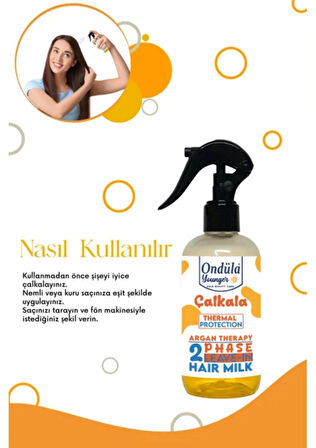 Ondüla Style Milk Therapy Argan - Nemlendirici Etki - Isı Koruyucu Çift Fazlı Fön Suyu - 250 ml