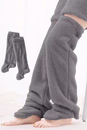 Wellsoft Peluş Diz Üstü Ev Çorabı Uzun Çorap
