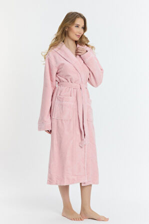 Triga Kapüşonlu Kadın Bornozu %100 Pamuk