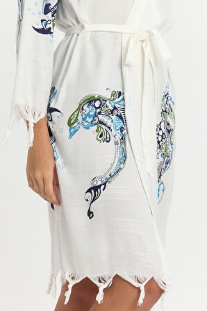 Kiana Bambu Kadın Bornoz Plaj Elbisesi Desenli