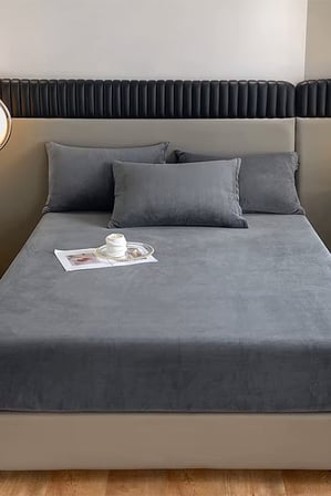 Kadife Kumaş Çift Kişilik Fitted Lastikli Çarşaf Takımı 160x200+30 cm