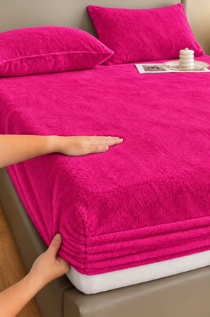 Kadife Kumaş Battal Çift Kişilik Fitted Lastikli Çarşaf Takımı 180x200+30 cm