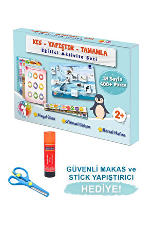 KES-YAPIŞTIR-TAMAMLA EĞİTİCİ AKTİVİTE SETİ 1, OKUL ÖNCESİ MAKASLI ETKİNLİK SETİ