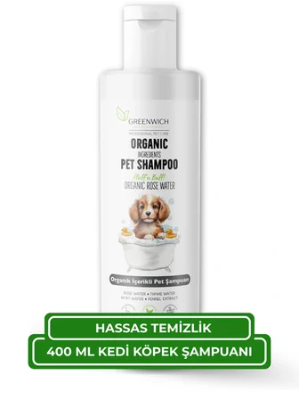Greenwich Kedi ve Köpek Şampuanı 400 ml – Doğal İçerikli Vegan Şampuan | Günlük Tüy Bakımı, Nazik Temizlik ve Ekonomik Boy