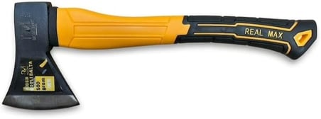 Real Max 1. Kalite Fiber Saplı Balta 500 gr - Ergonomik Kaymaz Saplı Küçük El Baltası, Kamp, Avcılık, Bahçe ve Odun Kırma Baltası, Karbon Çelik Nacak