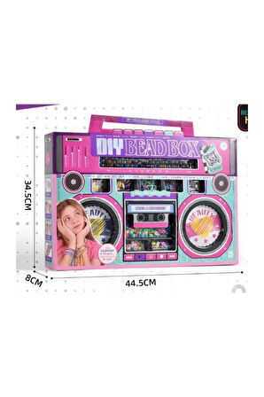 Renkli Boncuk ve İp Saç - Bileklik Örgü Seti- radio bead box KSY924