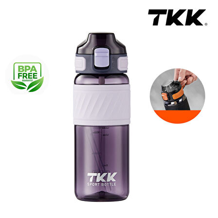 Tkk T1025 Çift Kullanım Pipetli/Rahat İçim Mor Tritan Matara 600ml