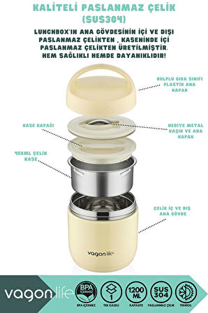 Vagonlife BL10104 1200ml Sarı Çelik Saklama Kabı