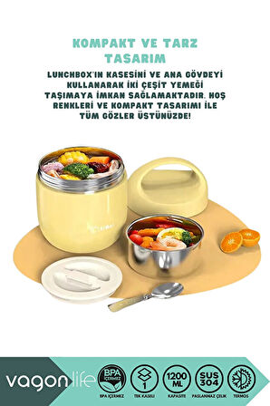 Vagonlife BL10104 1200ml Sarı Çelik Saklama Kabı