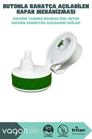 Vagonlife VGN047 800ml Pipetli Yeşil Tritan Matara