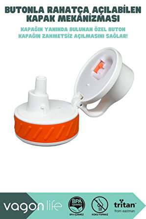 Vagonlife VGN047 800ml Pipetli Turuncu Tritan Matara