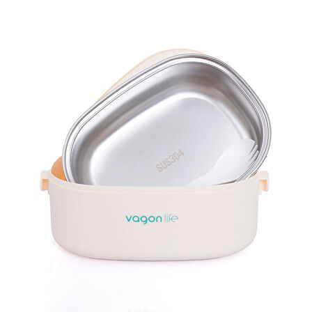 Vagonlife Bölmeli 2 katlı Paslanmaz Çelik Beslenme Kutusu Sarı 1900 ml