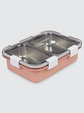 Vagonlife BL50442 800ml 2 Bölmeli Pembe Çelik Saklama Kabı